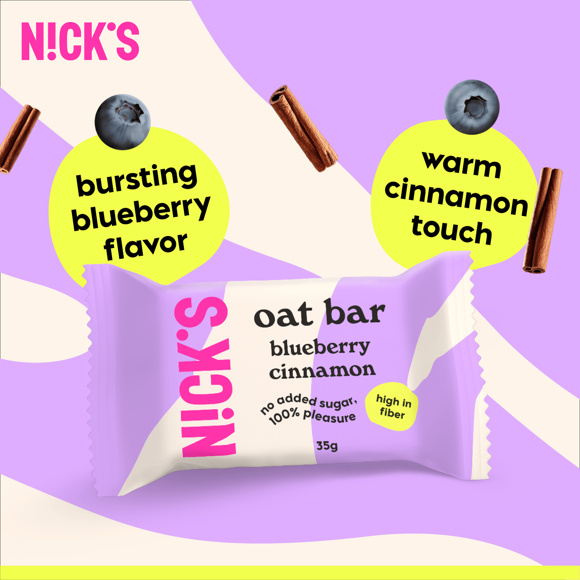 NICK'S - Kaerabatoon "blueberry cinnamon" 35g - njom.ee