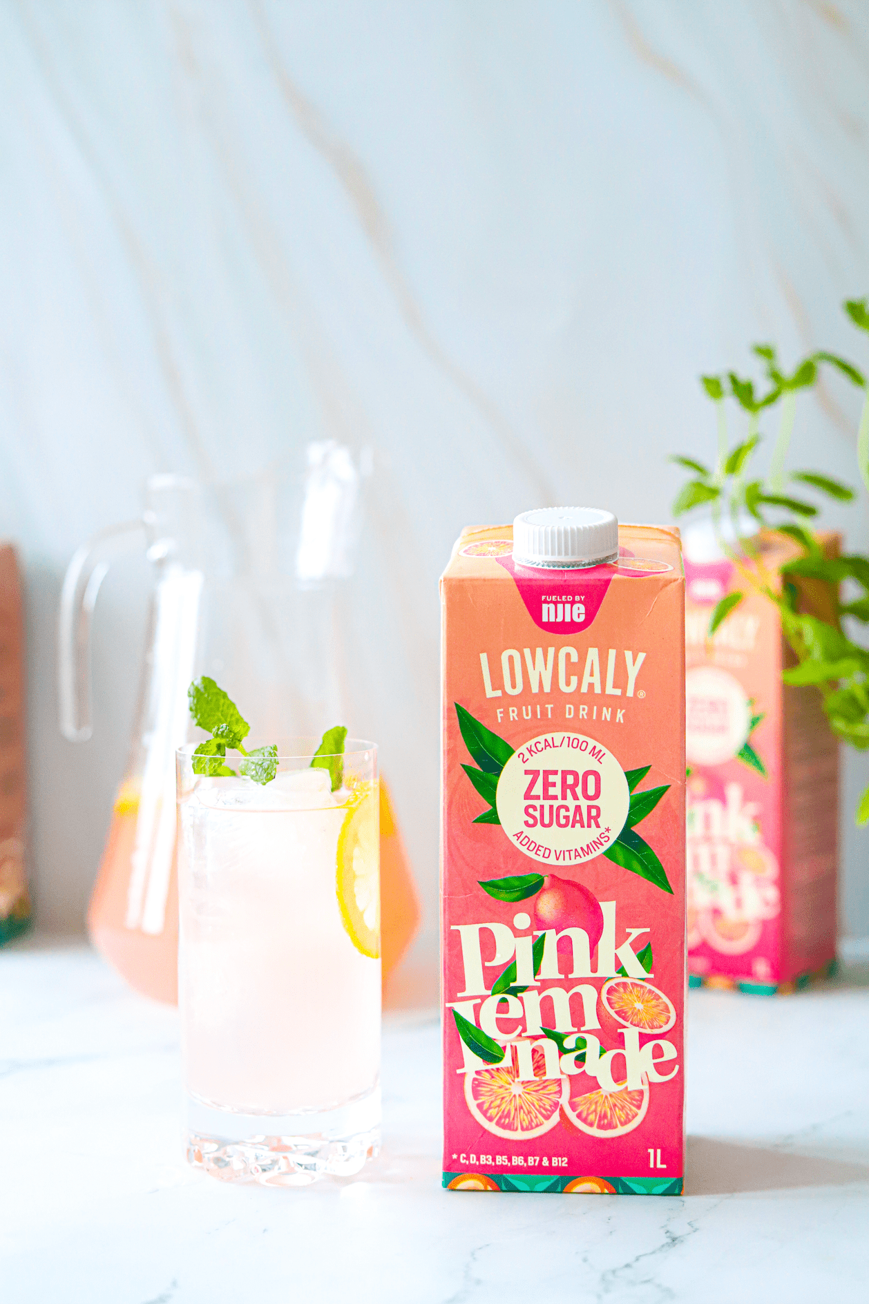 NJIE - Lowcaly suhkruvaba puuviljajook "pink lemonade" 10 x 1L - njom.ee