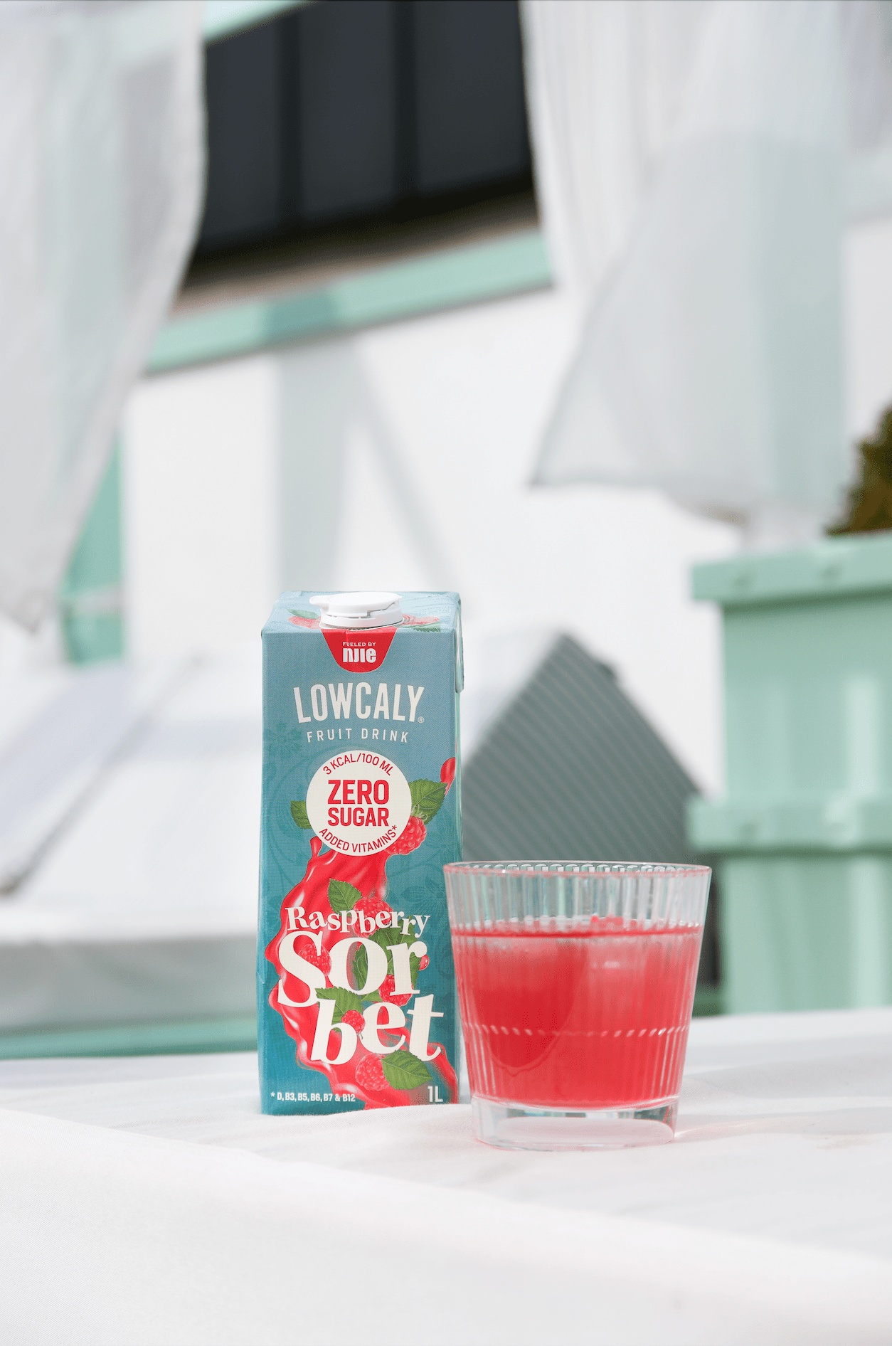 NJIE - Lowcaly suhkruvaba puuviljajook "raspberry sorbet" 10 x 1L - njom.ee