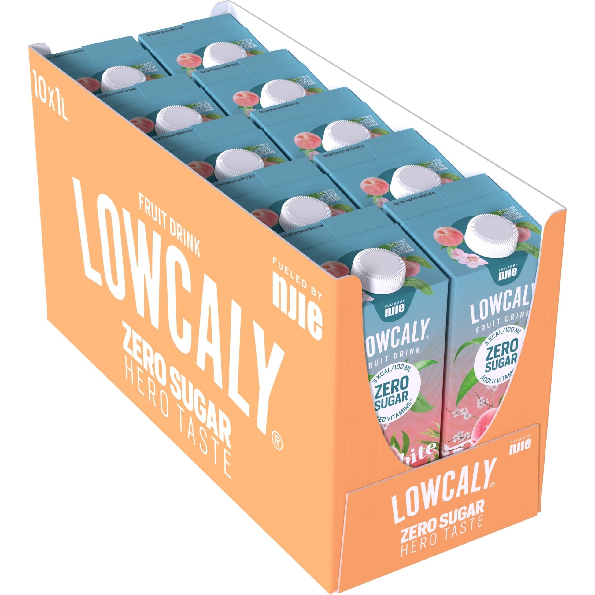 NJIE - Lowcaly suhkruvaba puuviljajook "white peach" 10 x 1L - njom.ee