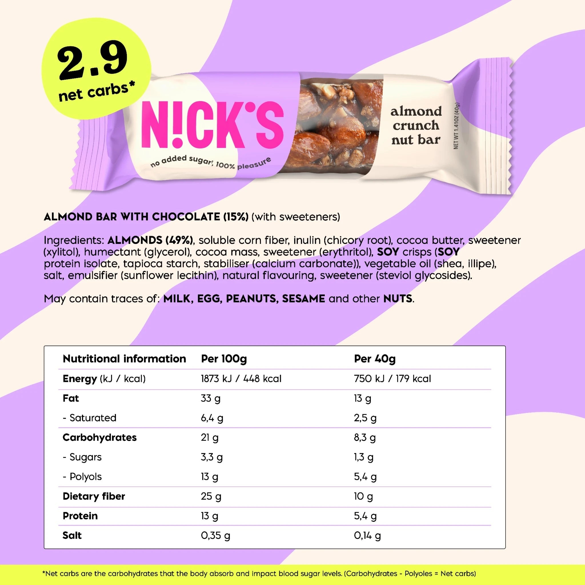 NICK’S Almond Crunch Nut Bar 40 g