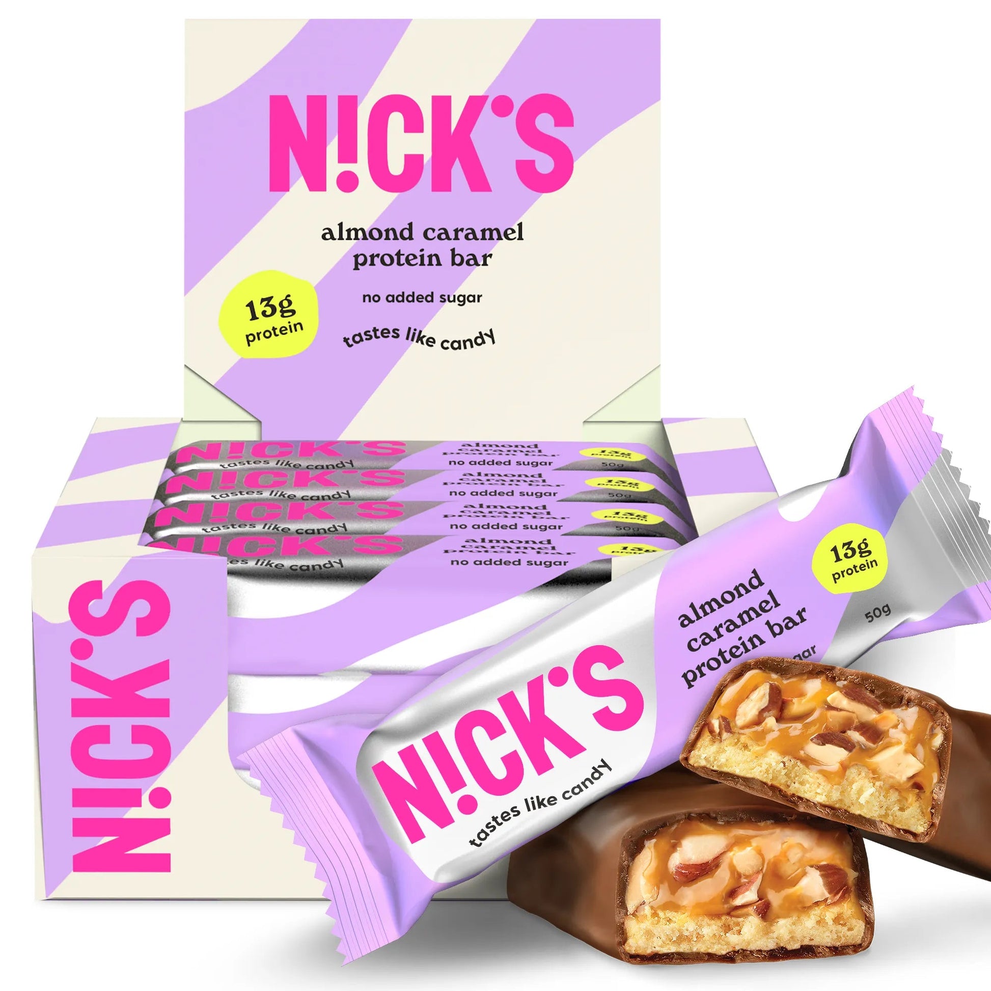 NICK'S - Proteiinibatoon "almond caramel" 12 x 50g - njom.ee