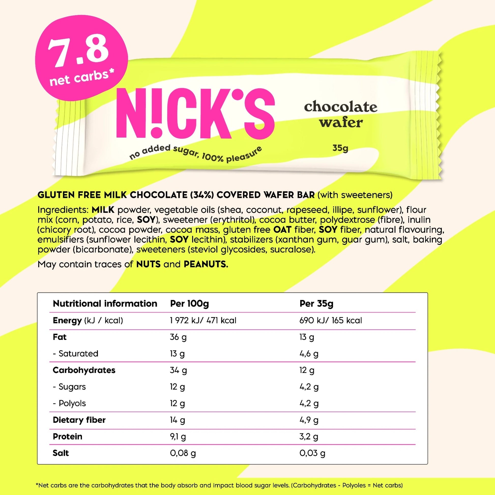 NICK'S - Šokolaadivahvel 24 x 35g - njom.ee