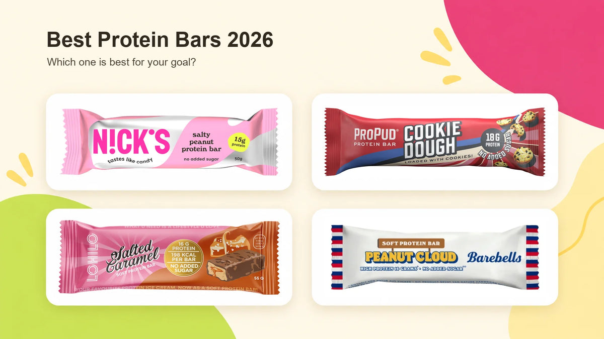 Best protein bars 2026 comparison featuring NICK'S, ProPud, LOHILO and Barebells protein bars