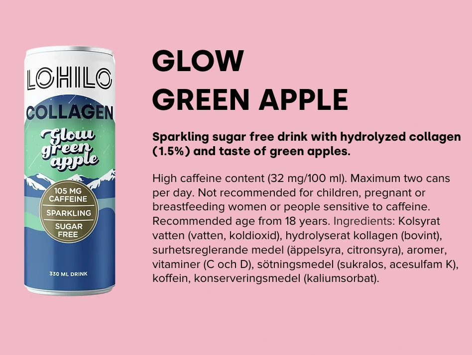 Collagen drink "glow green apple" 12 x 330ml