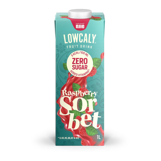 NJIE - Lowcaly suhkruvaba puuviljajook "raspberry sorbet" 10 x 1L - njom.ee