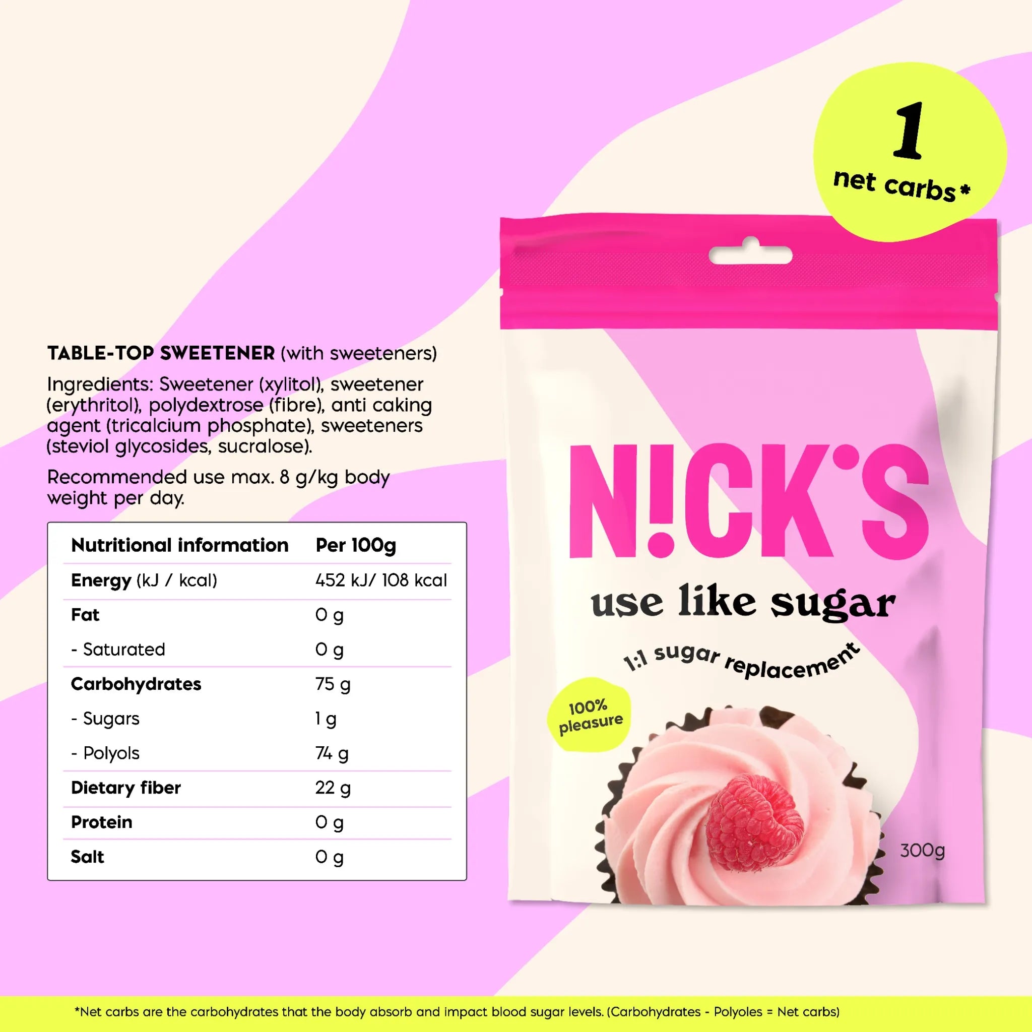 NICK’S Use It Like Sugar Sweetener 300 g