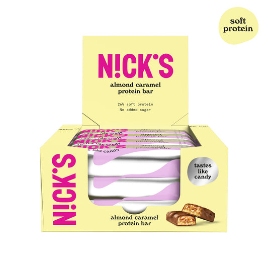 NICK'S - Proteiinibatoon "almond caramel" 12 x 50g - njom.ee