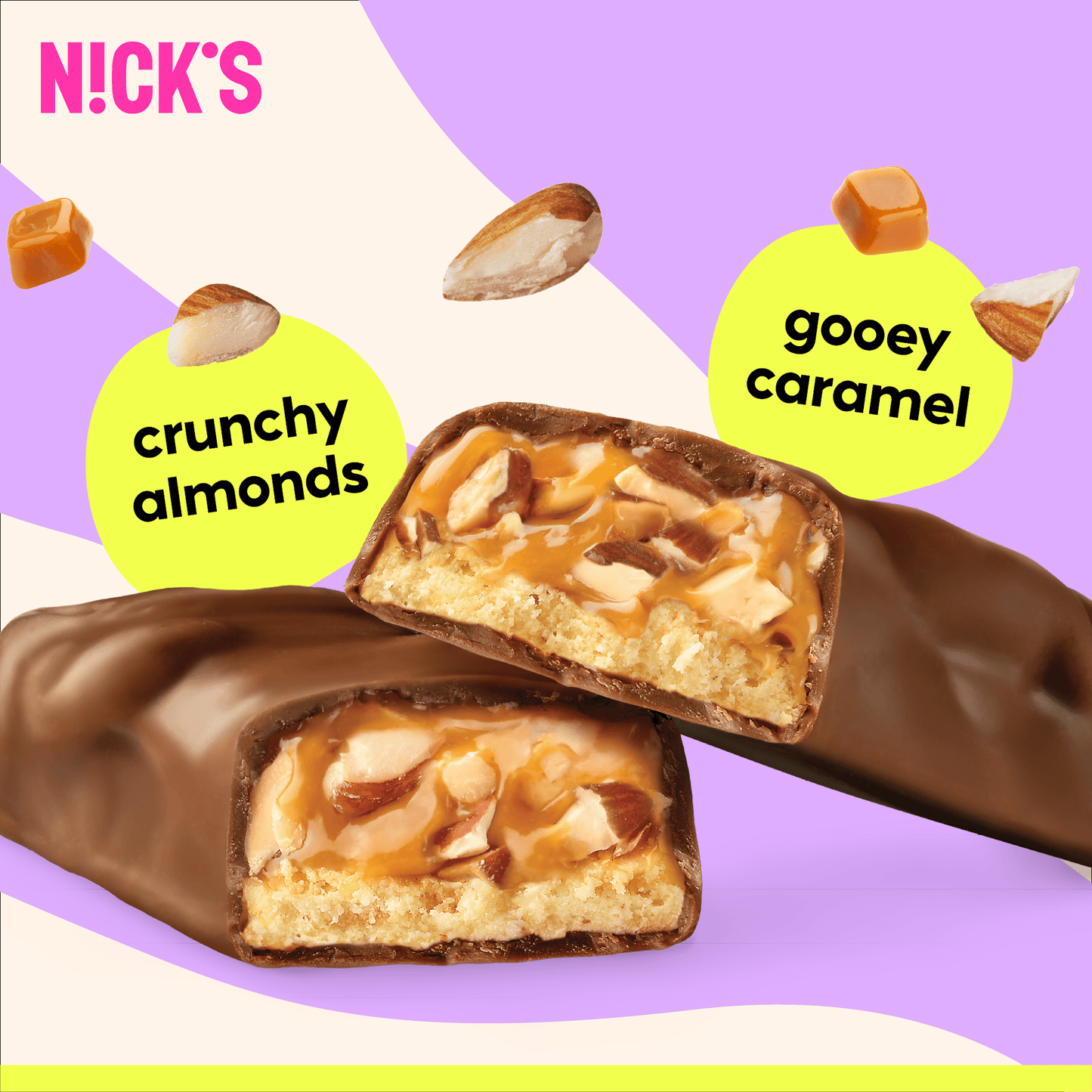 NICK'S - Proteiinibatoon "almond caramel" 12 x 50g - njom.ee