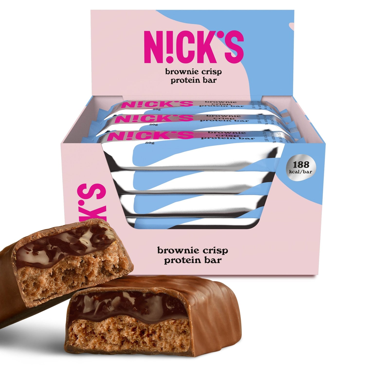 NICK'S-Proteiinibatoon "brownie crisp" 12 x 50g - njom.ee