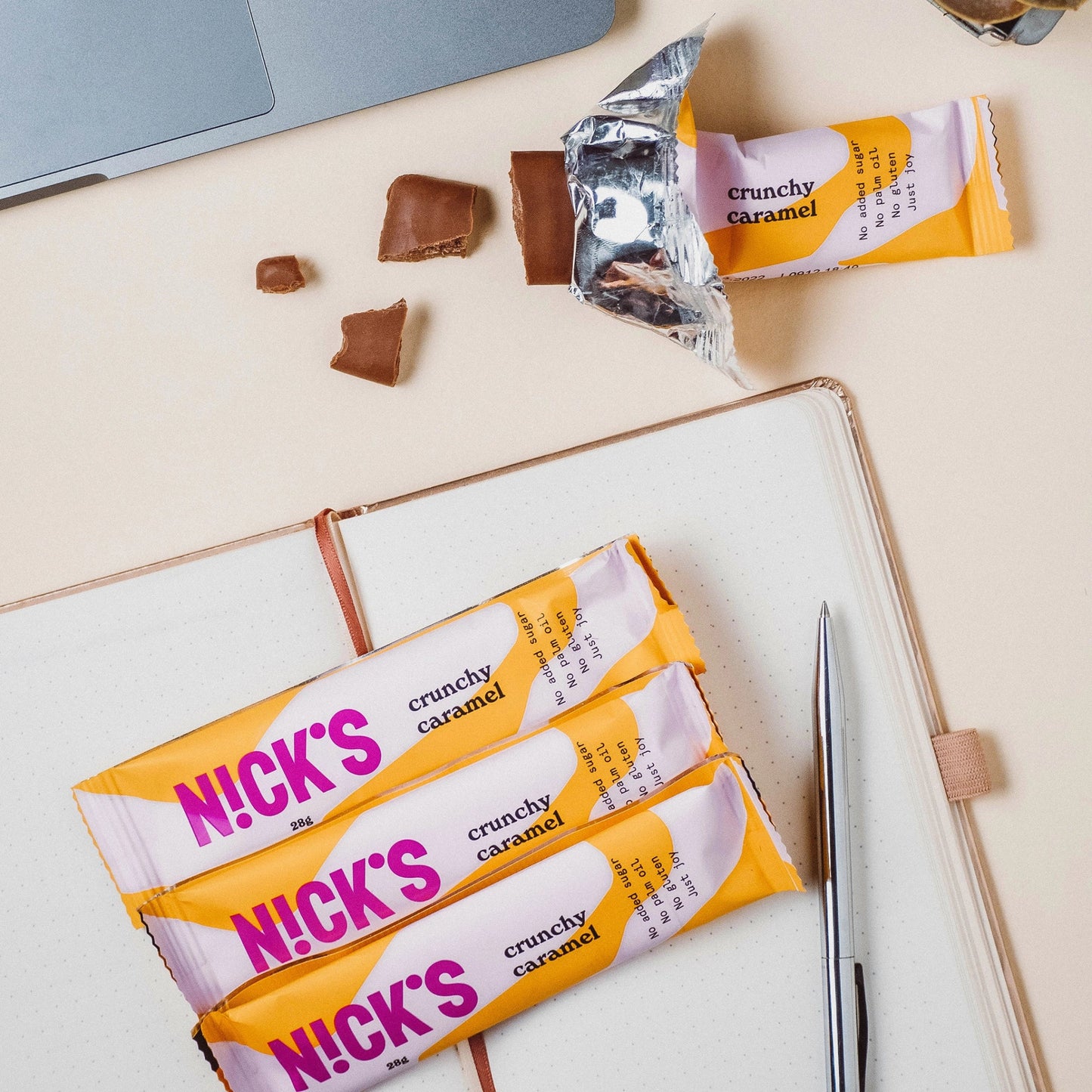 NICK'S-Šokolaad "crunchy caramel" 21 x 28g - njom.ee